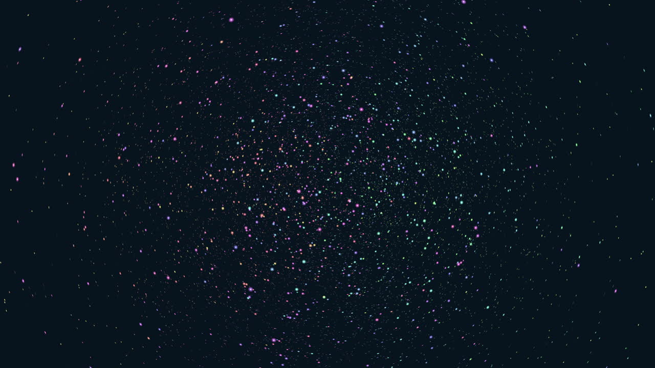 A dark backdrop with colorful dots forming a starry night sky. The arrangement of dots creates a visually striking and serene celestial scene