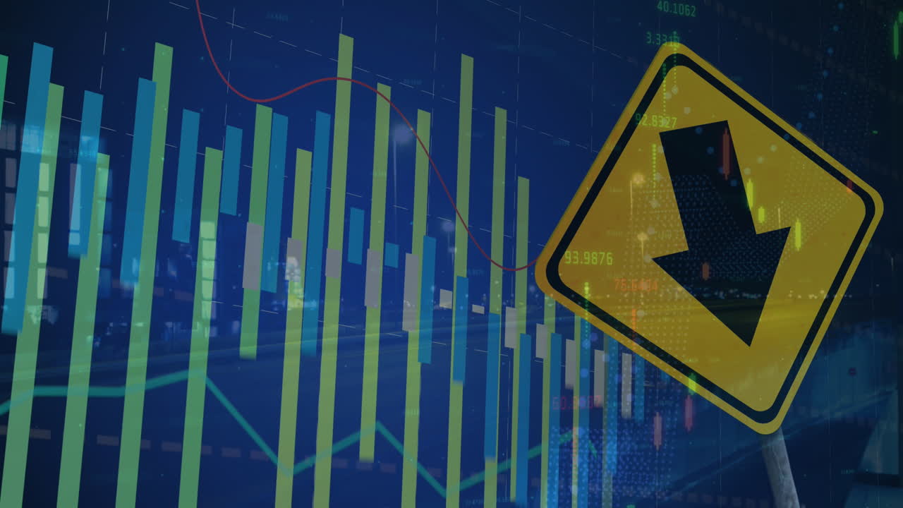 animación del procesamiento de datos financieros sobre el signo