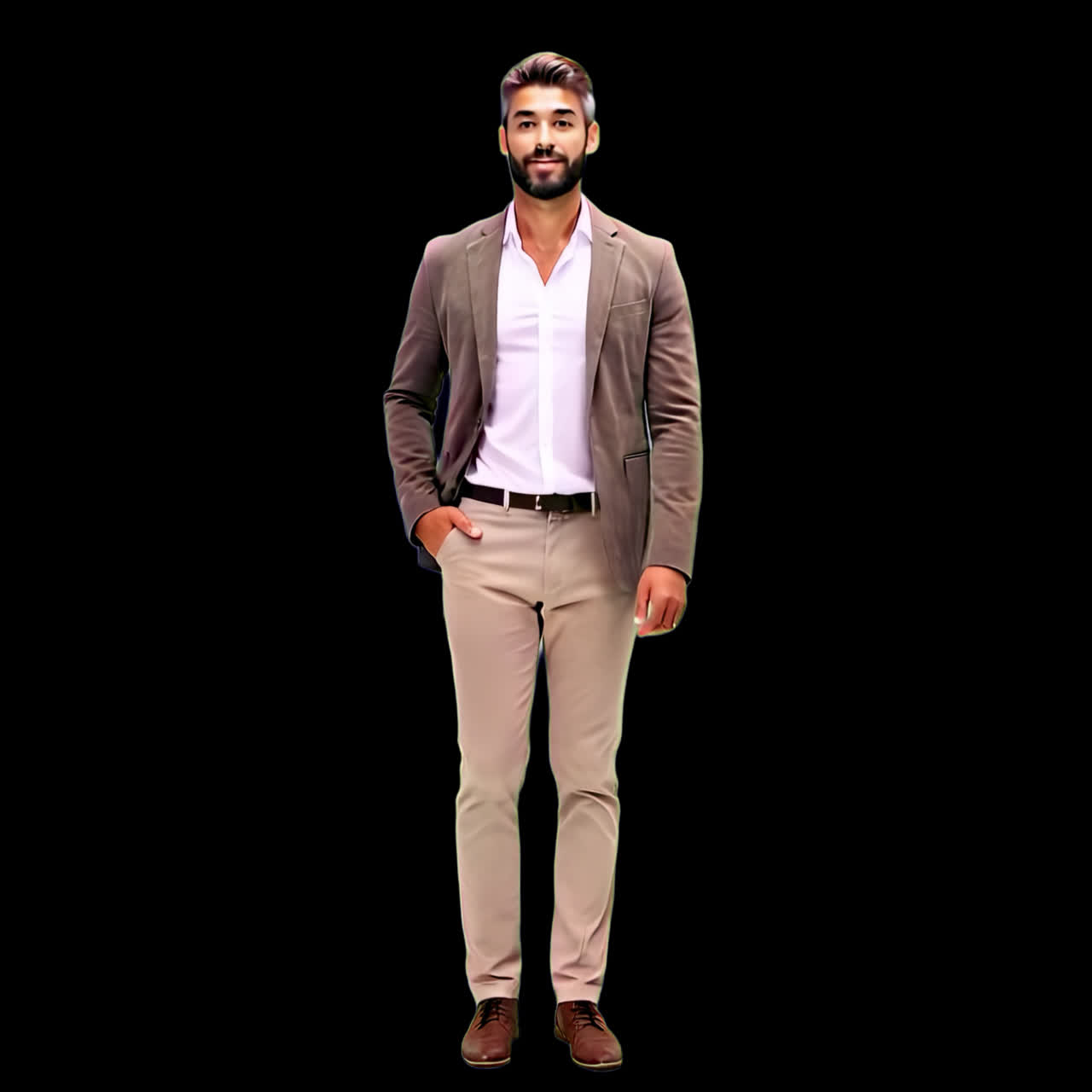 Confident man in formal attire animation isolated asset, transparent 4K video, alpha channel, ProRes