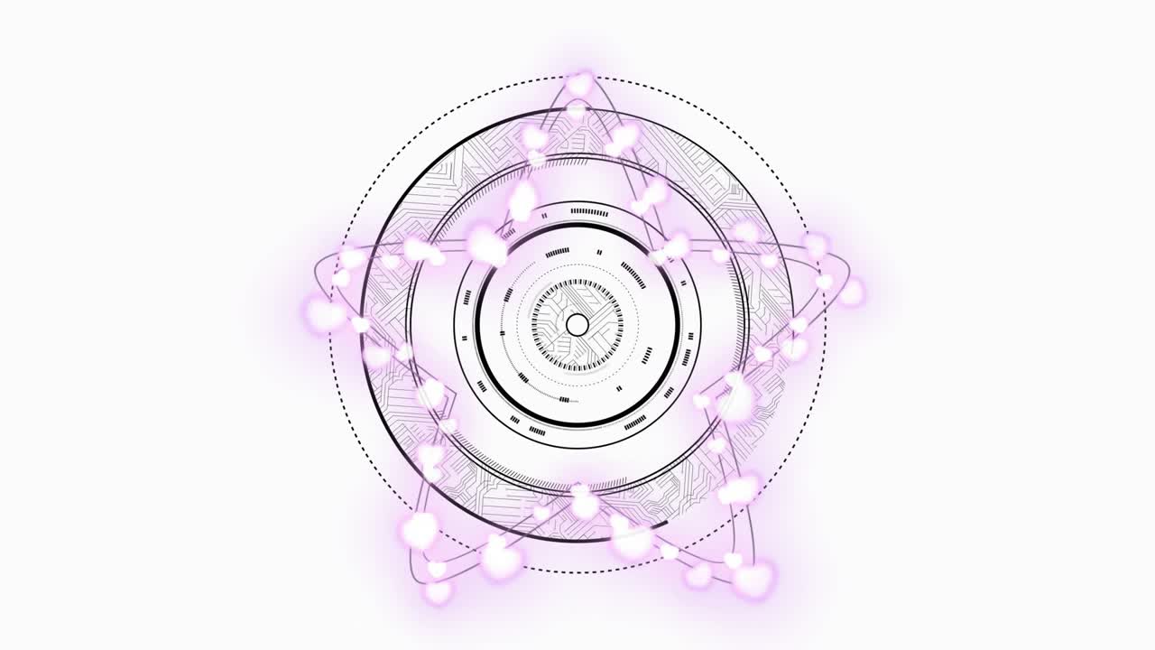 Thin star outline fading sparking purple nodes pulsing and rings rotating to show interface loading