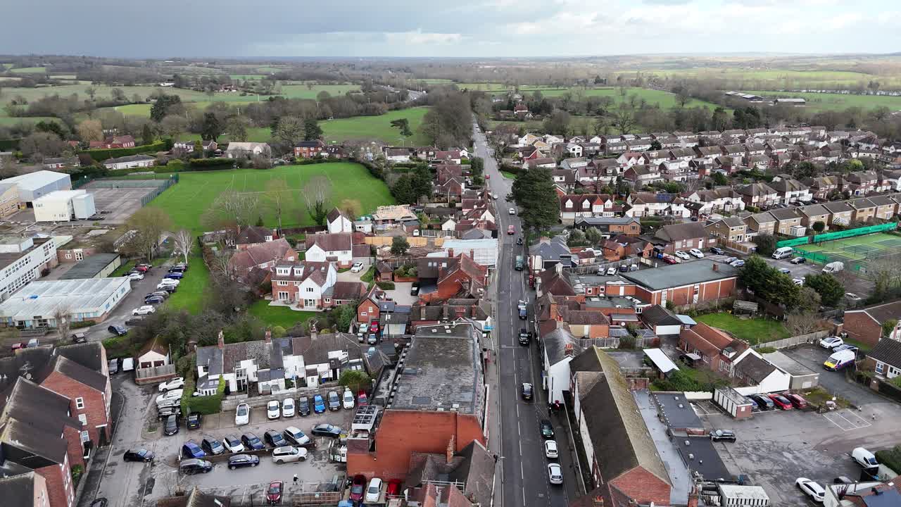 Ingatestone village Essex UK pull back drone aerial reverse reveal
