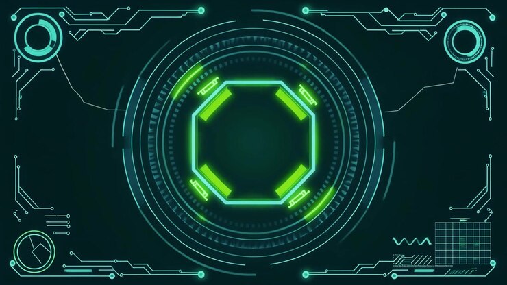 High-Tech Digital HUD Display with Green Scanning Animation