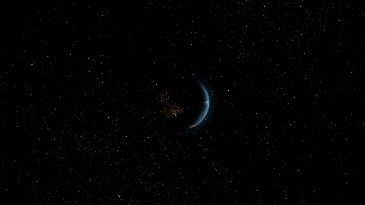 tierra nocturna giratoria desde el espacio con fondo de estrellas - animación 3d cgi 4k