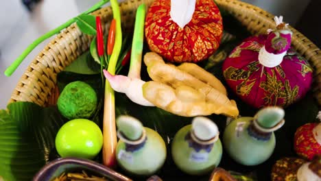 colorful arrangement of spa ingredients in basket