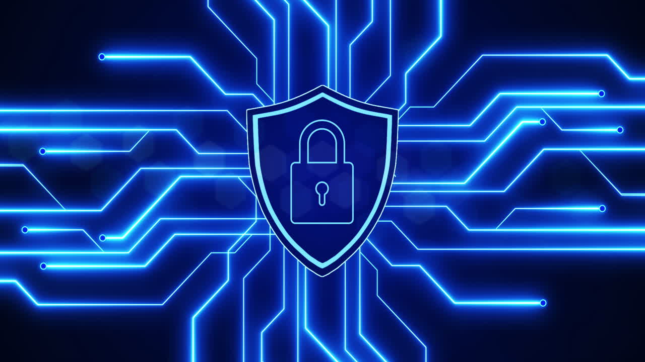 Cybersecurity Shield with Circuit Board