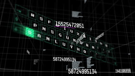 animación del procesamiento de datos a través de conexiones sobre fondo negro