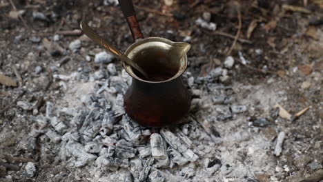 making turkish coffee in camping