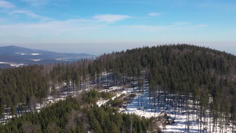 An-extreme-long-shot-of-Crno-Jezero-in-Zabljak,-Montenegro