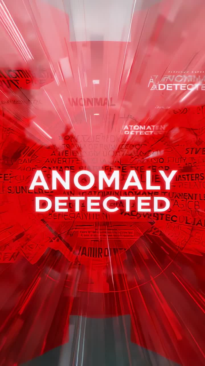 Vertical video: Animating ANOMALY DETECTED text pulsing on portrait UI as red radial blur rising
