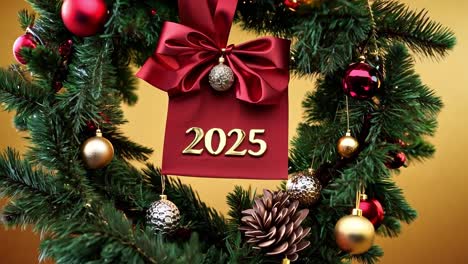 christmas wreath with 2025 ornament