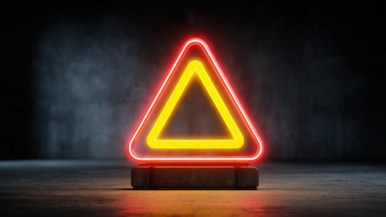 A striking neon triangle glow provides an eye-catching visual in a dimly lit environment, enhancing the atmosphere with vibrant colors and geometric simplicity