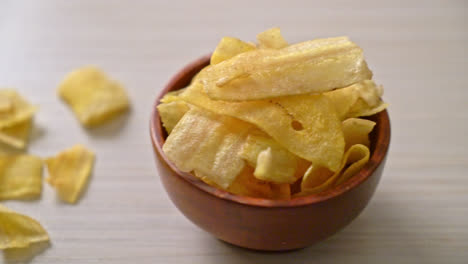 crispy banana chips - fried or baked sliced banana