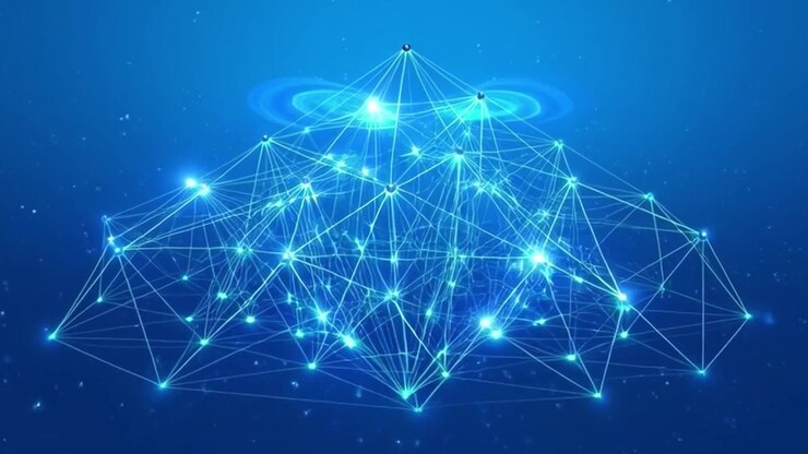 Abstract Digital Network Connection with Glowing Nodes and Lines