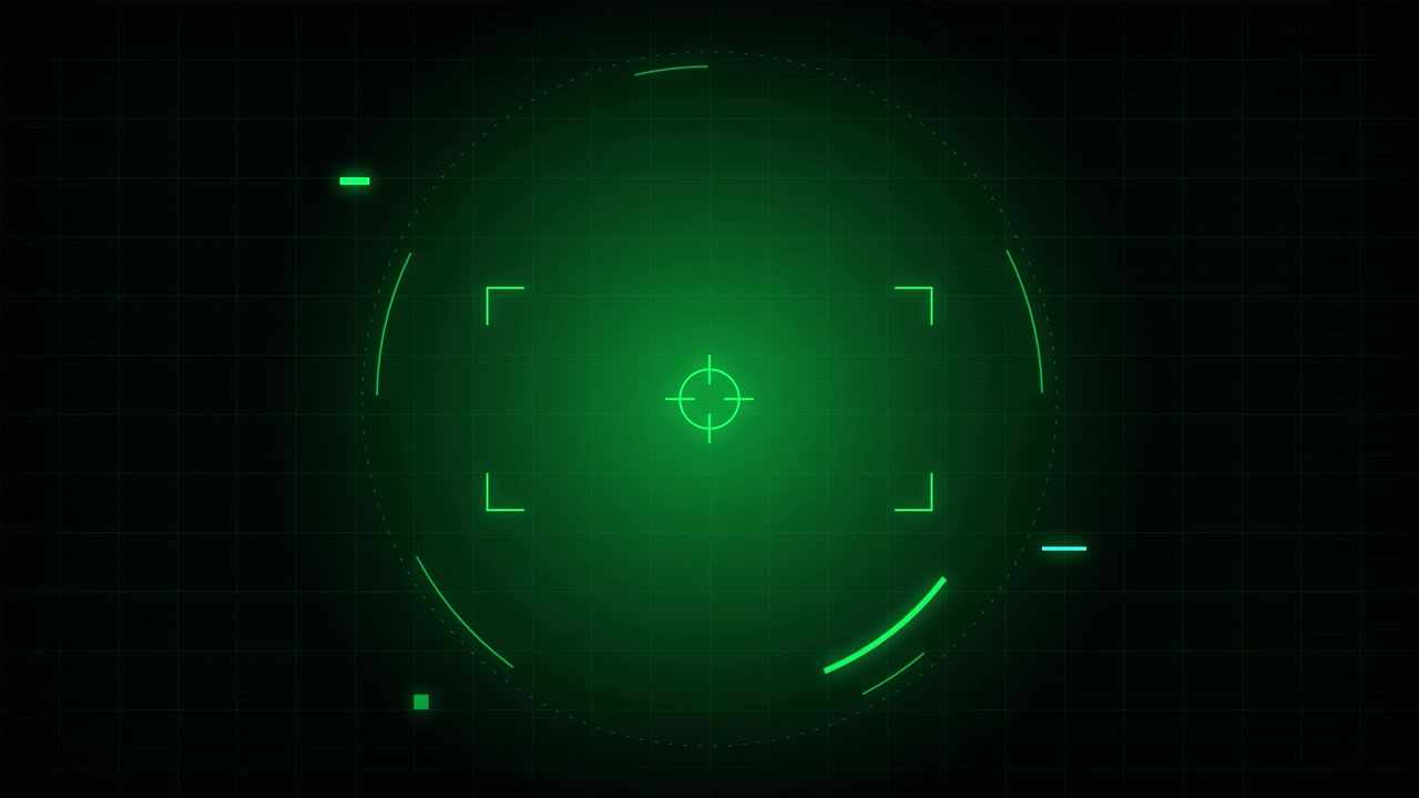 Digital Green HUD Target Reticle Scanning Interface