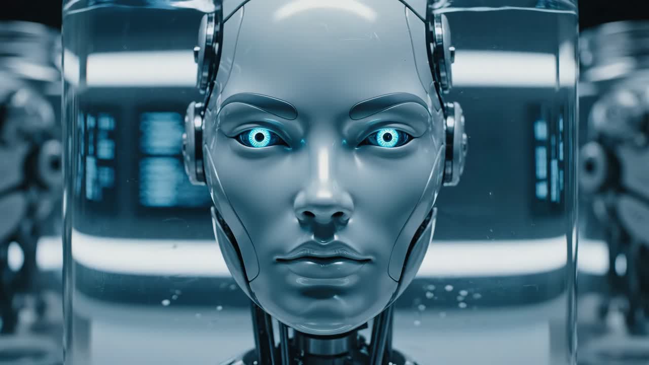 Robot IA futuristico nell'acqua