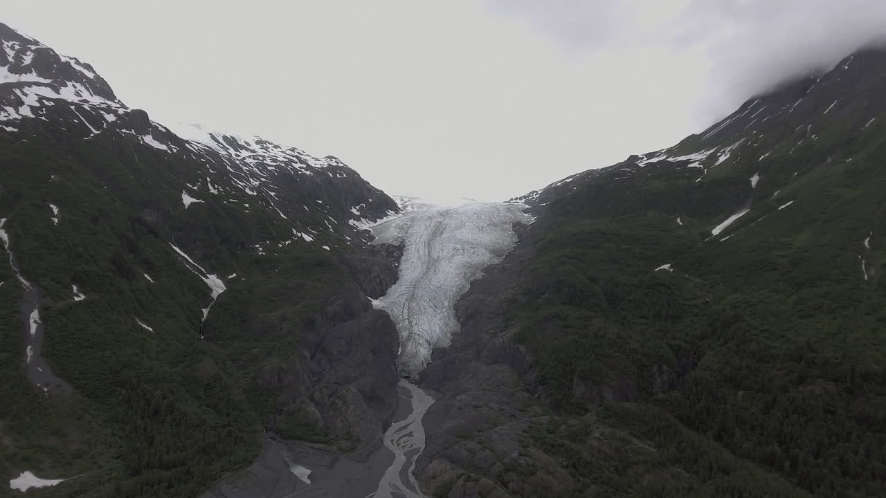 Melting glacier because of climate change in Alaska shot with a Drone in 4k