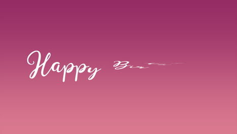 cursive happy birthday card on pink gradient background