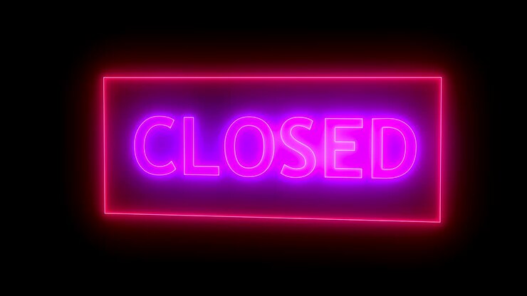 Closed neon sign. 3d rendering
