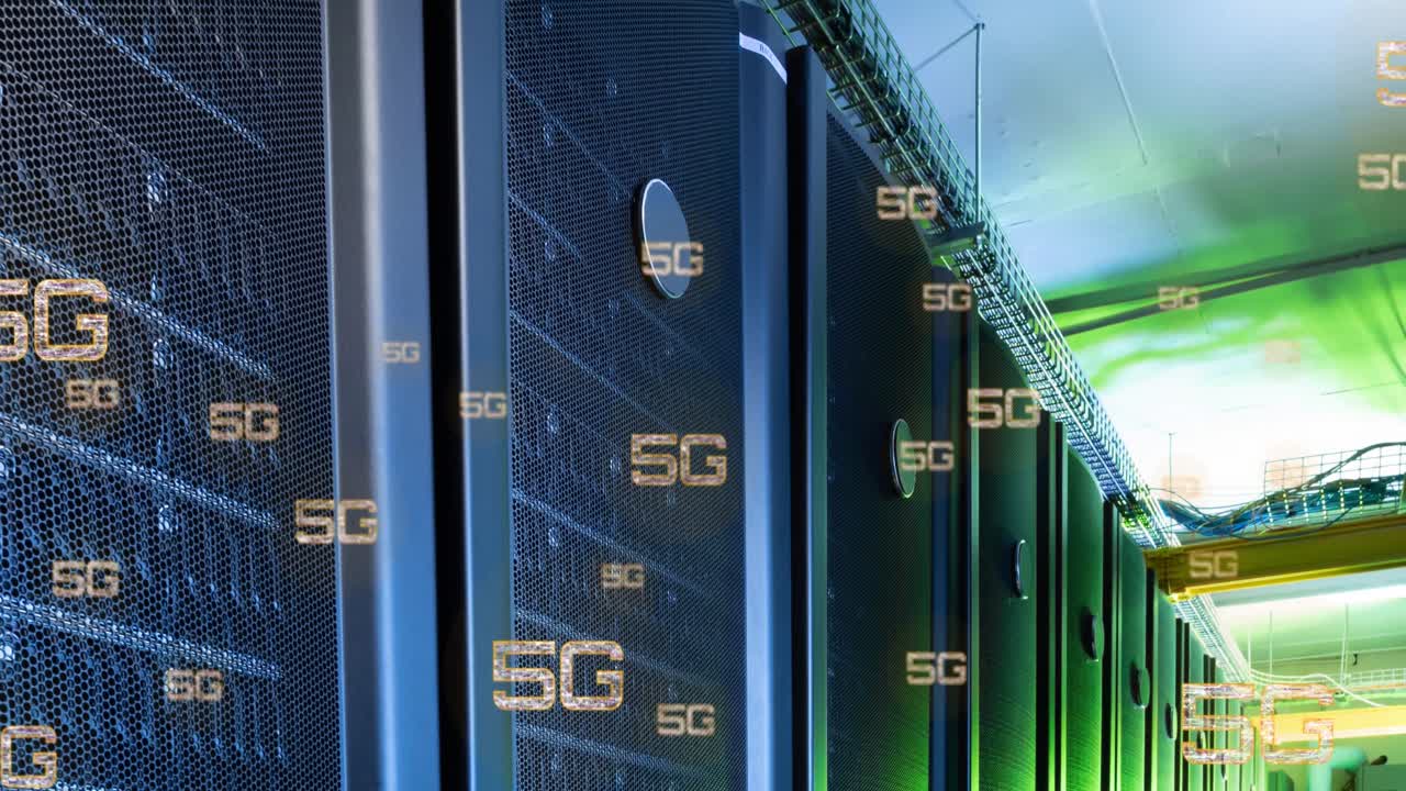texto de 5g repetido sobre la sala del servidor de computadora