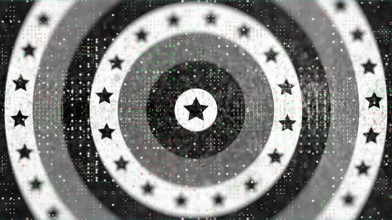 Animation of circle formed with american flag in black and white