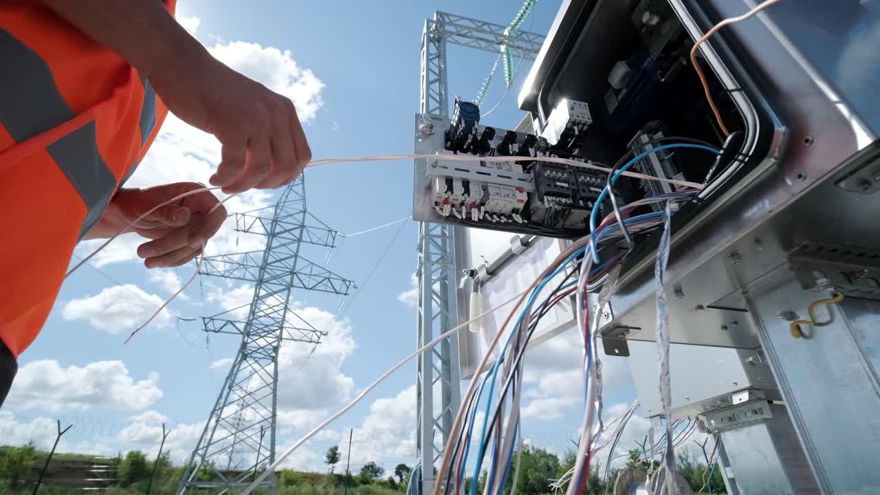los ingenieros eléctricos inspeccionan los sistemas eléctricos en el gabinete de control de equipos