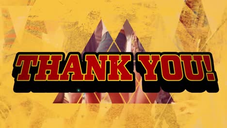 Animation-of-thank-you-text-over-geometrical-shapes-on-yellow-background