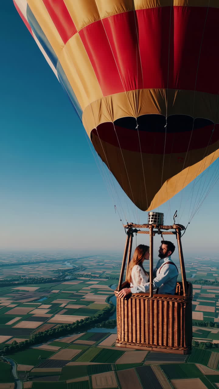 Couple Enjoying a Romantic Hot Air Balloon Ride