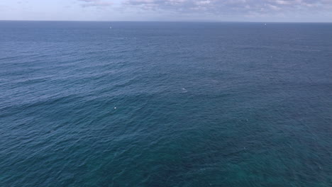 empujar sobre el océano pacífico frente a la costa de oahu, hawaii con pájaros blancos volando a través del marco