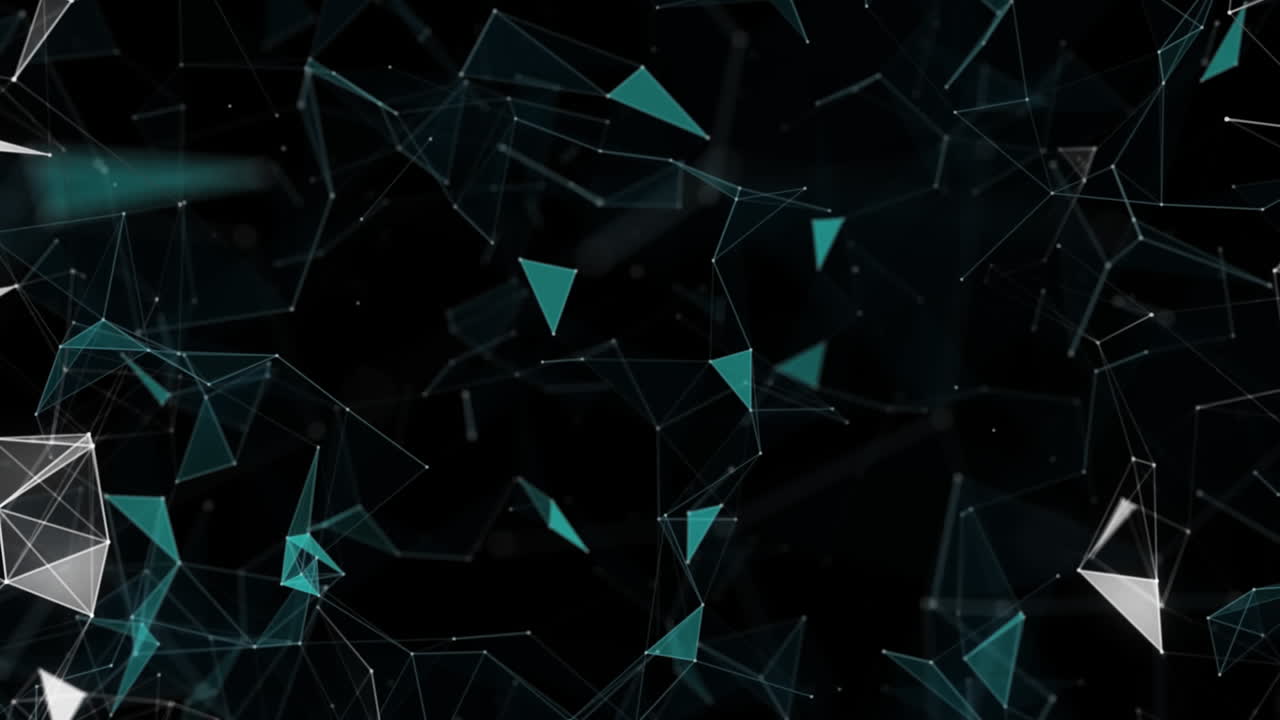 Geometrical shapes moving against black background