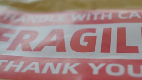 close-up of a "fragile" shipping label
