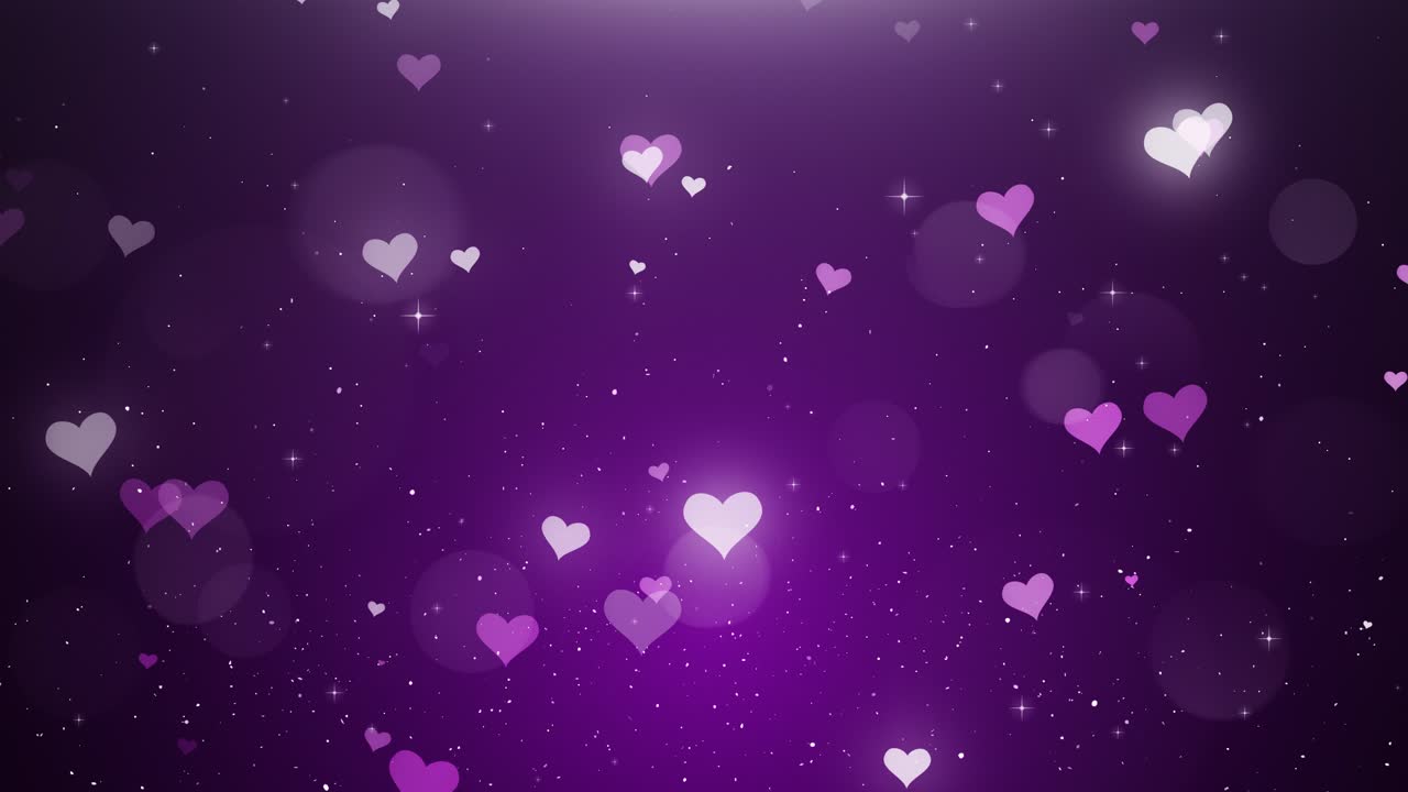 corazones de color rosa blanco sobre un fondo violeta