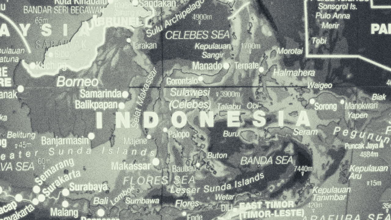 Close-up Map of Indonesia and Surrounding Southeast Asian Region