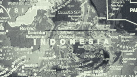 close-up map of indonesia and surrounding southeast asian region