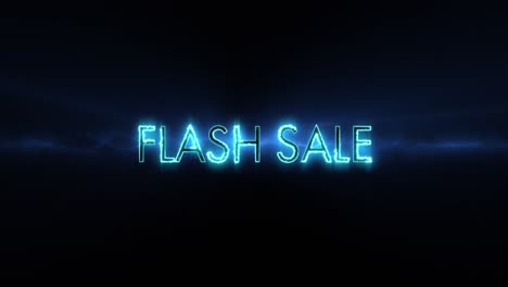 Neon-blue-Flash-sale-text-appearing-against-a-black-screen-4k