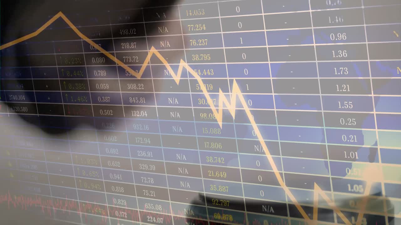 화면의 금융 수치에 대한 비즈니스 그래프의 개념적 디지털 애니메이션 4k