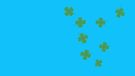 animación de hojas de suerte verdes en pantalla azul tecla de croma, elementos de fuente gráfica