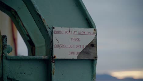 signage on a ferry for sailing staff to adhere to