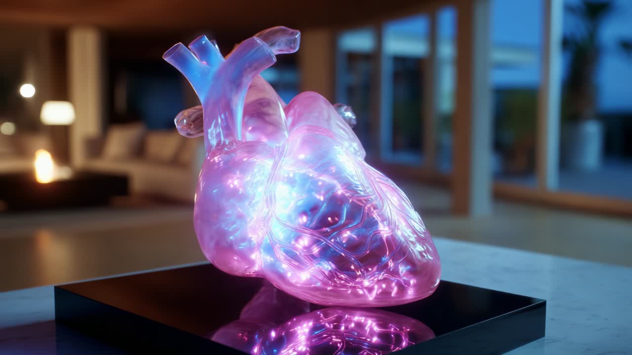 A Stunning Artistic Representation of a Heart, Illuminated by Ethereal Lights That Capture the Essence of Life, Symbolizing Love and Vitality in a Modern and Stylish Setting