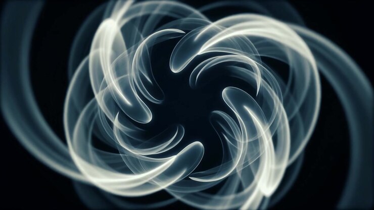 Abstract Glowing Spiral Lines Rotating on Dark Background