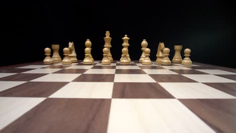 chess board and chess moves filmed in frontal view