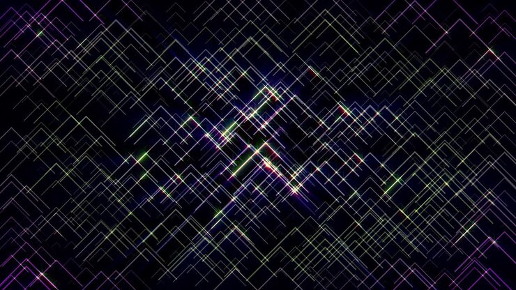 4K Footage Technology Blur Glow Line Cross Over Flow Graphic Animation Background.