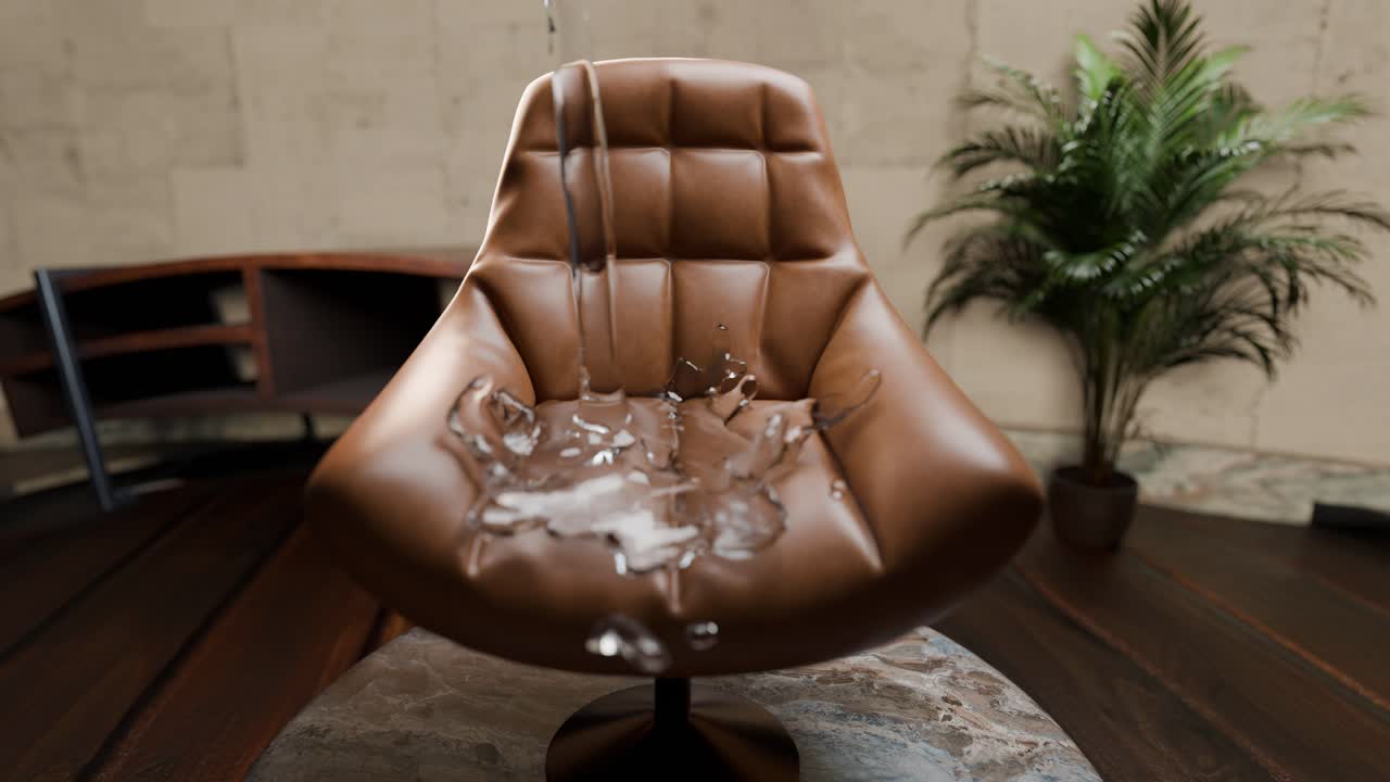 Chair being splashed with water