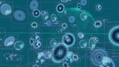 animación del procesamiento de datos sobre fondo azul