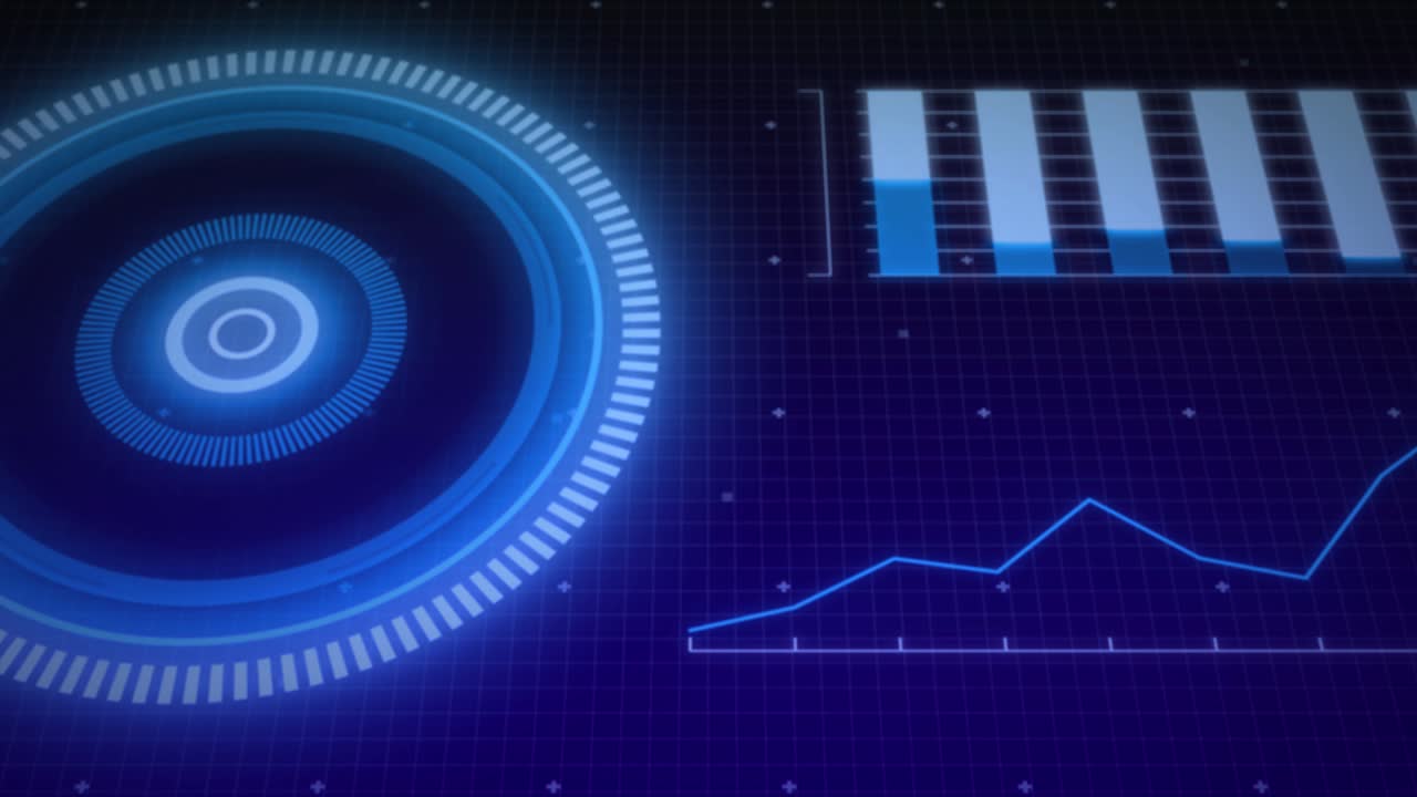 animación del escaneo del alcance y el procesamiento de datos sobre la cuadrícula