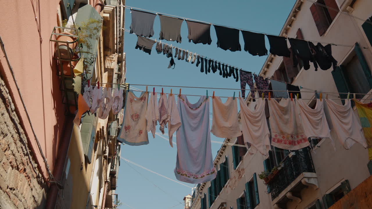 Clothes Drying on a Venetian Clothesline