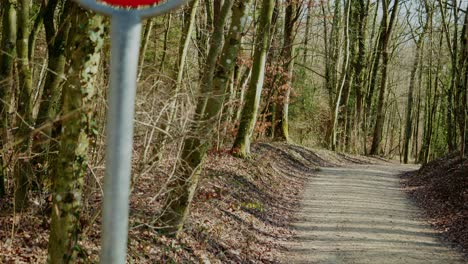 a do not enter sign in the forest