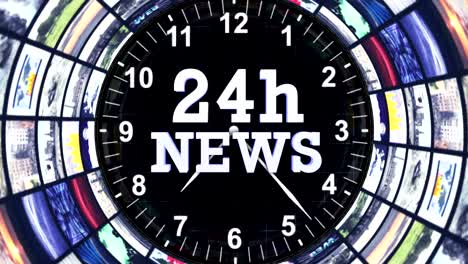 24h news text animation and earth, loop