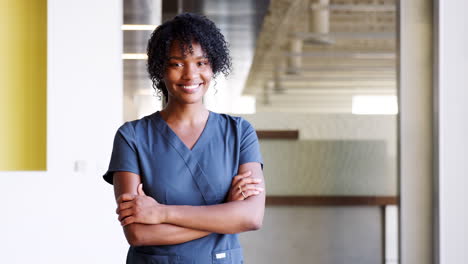 Young-Black-female-doctor-wearing-scrubs