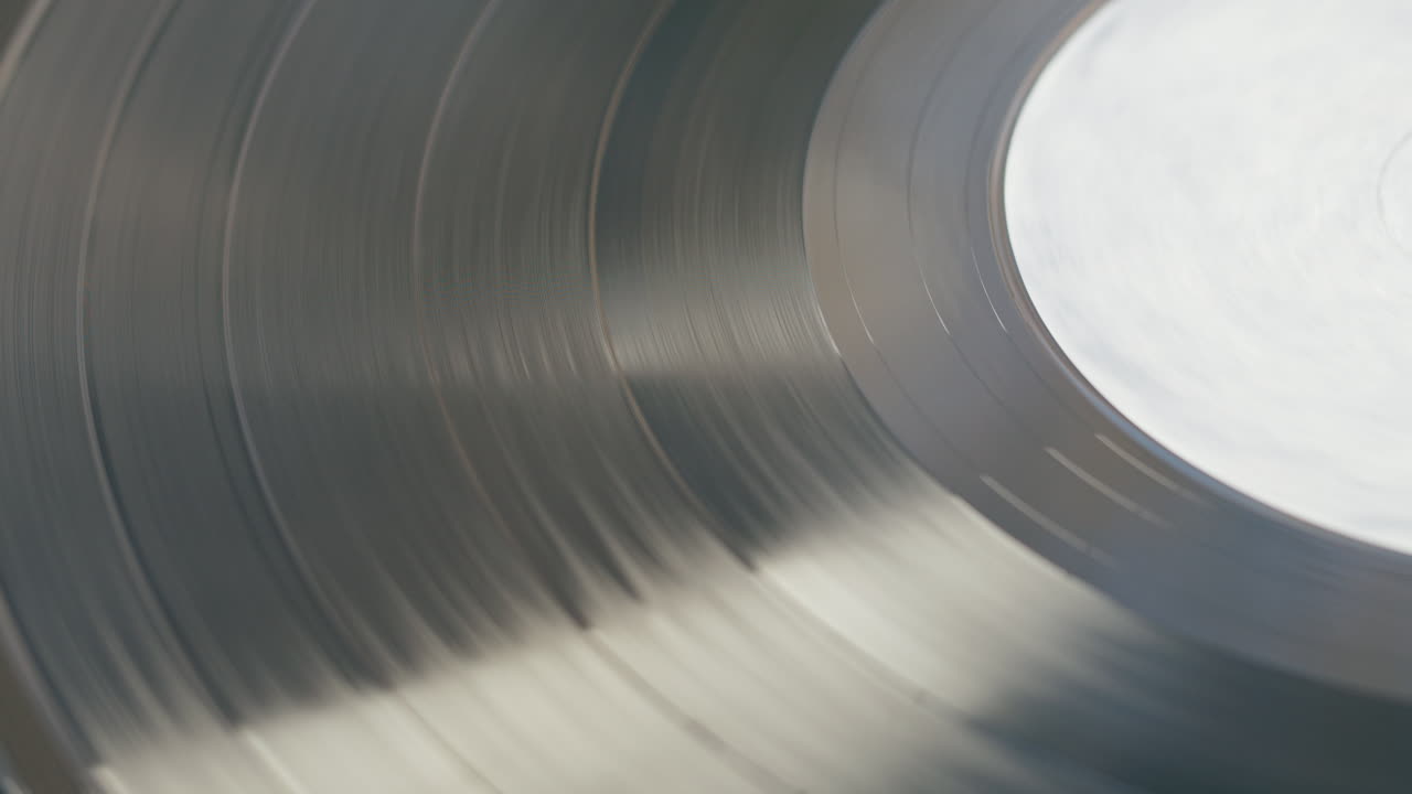 Close-up van een draaiende vinylplaat