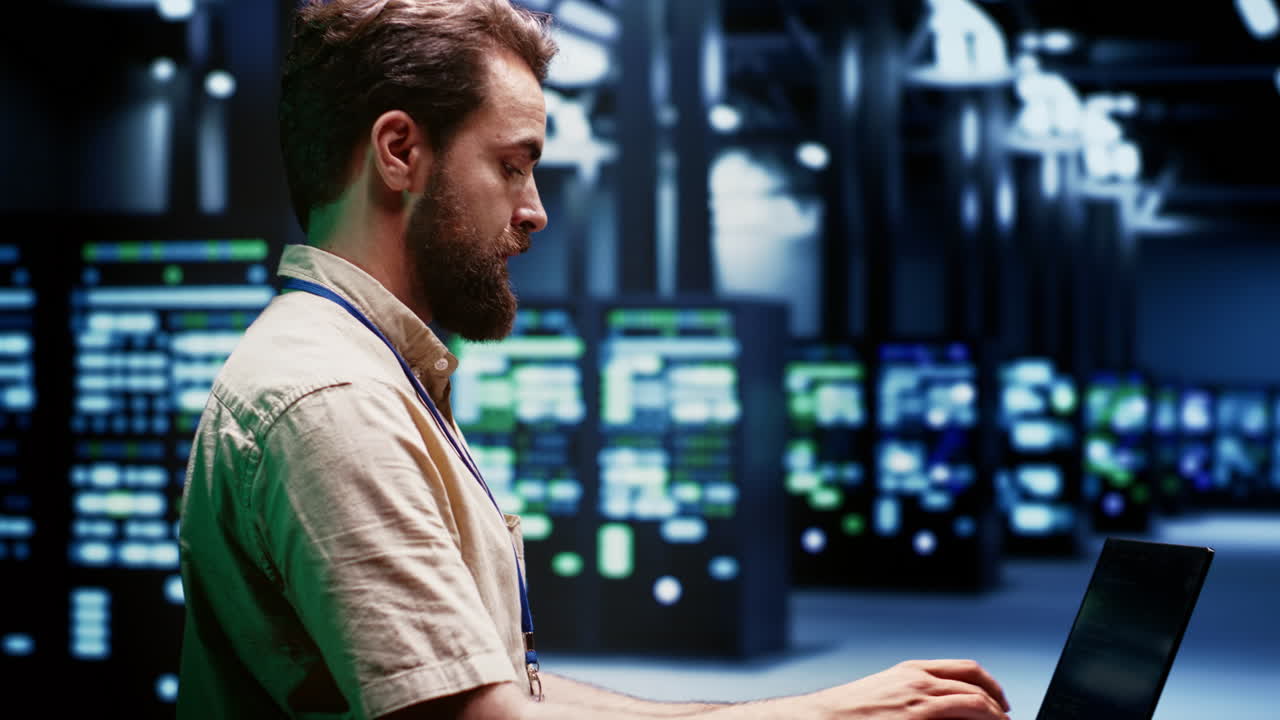 Engineer servicing server clusters